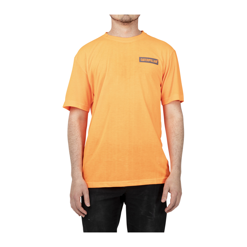 Caterpillar Clothing Pakistan - Caterpillar Triton Block S/S Mens T-Shirts Orange (961587-CQW)